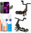 for iPhone 13 Pro Lightning Charging Port Replacement USB Dock Connector Flex Cable Assembly Includes Waterproof Tape & Tool Kit for A2638 A2483 A2636 A2639 A2640 (Graphite Black)