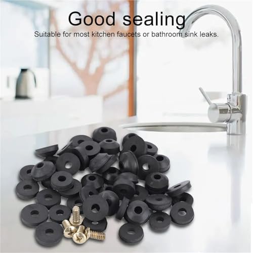 Faucet Washer Kit Plumbing Faucet Seal Washer O-Ring Rubber Assortment with Screws Flat Beveled for Repairing Leak(192pcs)
