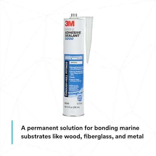 3M Marine Adhesive Sealant 5200 (06500) Permanent Bonding & Sealing for Boats & RVs Above & Below the Waterline Waterproof Repair, White, 10 fl oz Cartridge (Pack of 12)