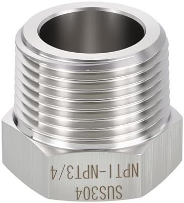 METALLIXITY 1PCS 1" MNPT x 3/4" FNPT Thread SUS304 Hex Bushing Extension | 304 Stainless Steel Pipe Fittings, Tube Adapters Convert for Water Line, Tub Spout/Shower Head