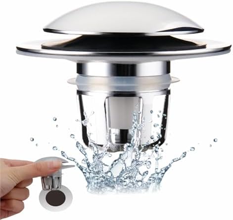 WELLUP Bathroom Sink Stopper,Sink Drain Stopper Pop Up Strainer Chrome