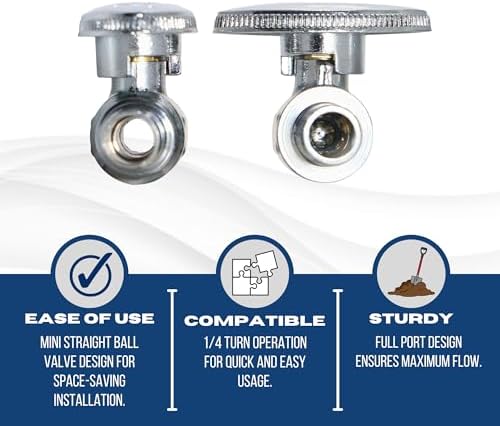 2 Pack XFITTING 1/2" Pex Mini Straight Ball Valve, Barb Crimp, Full Port