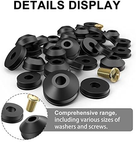58-Pack Faucet Washer Assortment Kit Rubber Faucet Washers Flat and Beveled Faucet Washers Repair Kit with Brass Bibb Screws for Repairing Faucet Leak