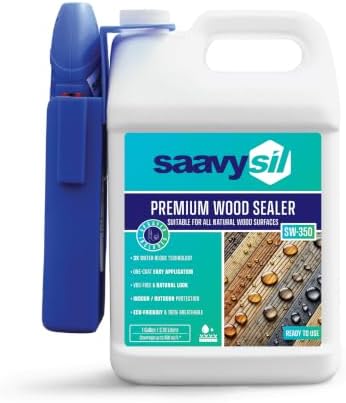 Wood Sealer, Sprayer Included - Ready to use 1 Gallon - Non-Toxic, Plant-Based, Food Safe Waterproofing for Raised Garden Beds, Planter Boxes, Deck, Fence & Furniture - Clear Finish