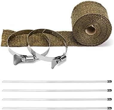 QWORK Fireproof Pipe Wrap, Pipe Insulation Webbing Anti-Scald Chimney Ribbon Furnace Flue Protector with 2 Clips