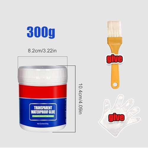 Invisible Waterproof Agent with Brush 300g Transparent Repairing Liquid Leak-Proof Sealant Glue Adhesive Clear Super Strong Adhesive Coating for Exterior Wall Cracks Tile Walls Toilet Leaks Etc