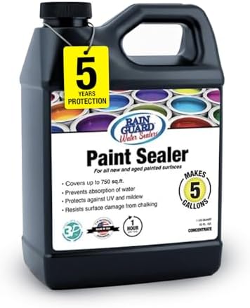 RainGuardPro Acrylic Paint Sealer 5 Gallons | Indoor Outdoor Protection | Water-Based, VOC-Free | Shields Surfaces from Water, UV, Weather | Easy Application | Semi-Satin Finish