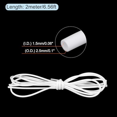 MECCANIXITY Silicone Heat Shrink Tubing 1.7:1 Ratio 1/16"（1.5mm) ID x 3/32"（2.5mm) OD 6.56ft(2m) Silicone Rubber Hose Insulation Sleeve for Automotive Wiring Marine, White