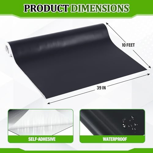 Pushglossy 1 Roll EPDM Rubber Roofing Membrane 50 Mil, 39" x 10 Ft, Black