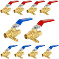 10-Pack Foskan Brass PEX Crimp Drop Ear Ball Valve,1 Inch Full Port Shut-off Valve for Hot and Cold Water Distribution(Blue and Red)