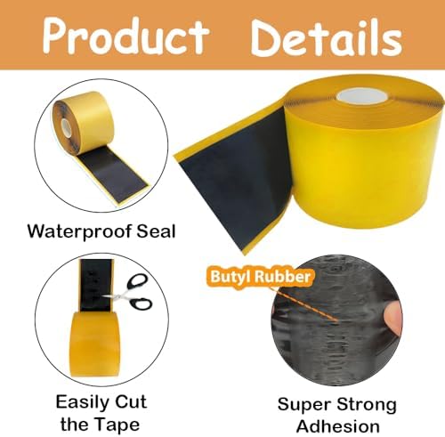 4 Pack Pond Liner Seam Tape Bulk, Butyl Adhesive Tape | for EPDM Liners, Total 3" x 131' Heavy Duty Double Sided ,Waterproof Pond Liner Patch Repair Kit for Fish Ponds