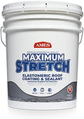 Ames Maximum Stretch - Waterproof Sealant Membrane - Perfect For Roofing, Repairs, Concrete, EPDM & Wood - Liquid Rubber Sealer - Up To 650% Elastic - Made in USA, White, 4.6 Gallon (Pack of 1)