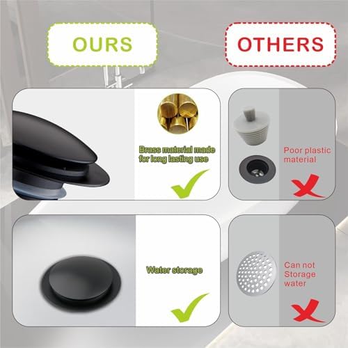Bathtub Drain Stopper Pop Up Universal - Black Replacement