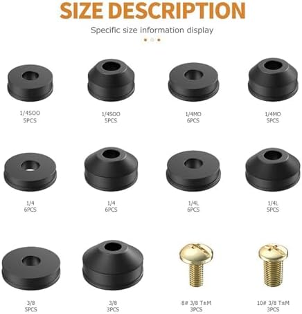 58Pieces Faucet Washer Set withScrews, Multiple Size Rubber Sealing Gaskets Portable for Leak Plumbing Repair