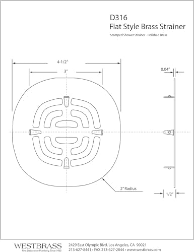 Westbrass A316-12 4-1/2" OD Brass Snap-in Shower Strainer Grid Drain Cover, Oil Rubbed Bronze