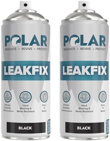 Polar Black Leak Fix Spray - 2 x 13.5fl. oz - Waterproof Roof Sealant - Instantly Seals Leaks and Cracks, for Lasting Protection on Roofs, Drainpipes & Gutter Repairs- for Interior and Exterior Use