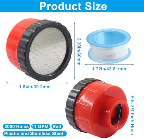 2000 Water Nozzle, Plastic Garden Watering Hose Nozzle, 1 Pcs | 11 GPM, PTFE Thread Seal Tape, High Pressure, Outdoor Garden/Tender Plants, Flowers, Greenhouse