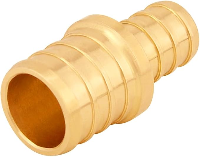 Uenede Brass 3/4 to 1/2 Inch PEX Coupling Crimp Pipe Tube Fitting Kit 15PCS | PEX-B LF Reducer Connector Straight*5 + Elbow*5 + Tee*5