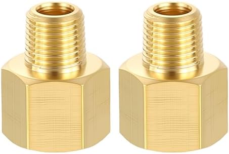 METALLIXITY 2PCS 1/4" FNPT x 1/8" MNPT Thread Brass Hex Extension Adapters | Brass Pipe Fittings, Female to Male Adapters for Water Line, Tub Spout/Shower Head