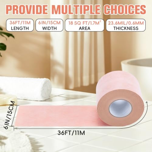 6In x 36FT (18 Sq Ft) Professional Waterproof Membrane, 23.6 Mil PE Shower Underlayment for Small Bathroom Repair