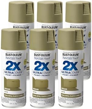 Rust-Oleum 334077-6PK Painter's Touch 2X Ultra Cover Spray Paint, 12 oz, Satin Oregano, 6 Pack