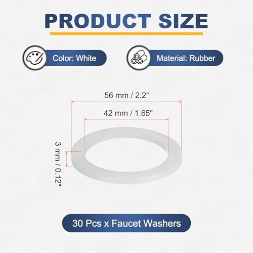 uxcell 30 Pcs Silicone Gaskets, 2 Inch O-Ring Seals Gasket Hose Washer Plumbing Gaskets Garden Hose Washer for Water Pipe Faucet Shower Head Garden Hose Seal, White