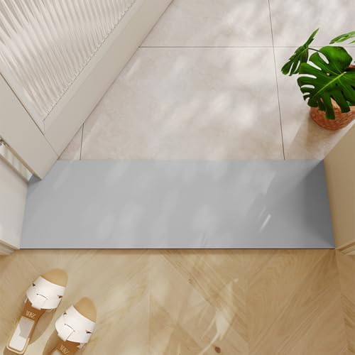 Super Absorbent Bath Mat for Shower & Tub, Bathroom Door Strip Runner, Under Shower Curtain Drip Rail, Non-Slip Floor Protector, Cut to Fit (Light Grey, 31''x12'')