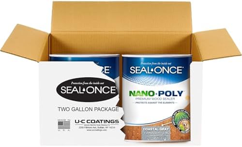 SEAL-ONCE Nano+Poly Wood Sealer and Waterproofer, Coastal Gray, 2 Gallon