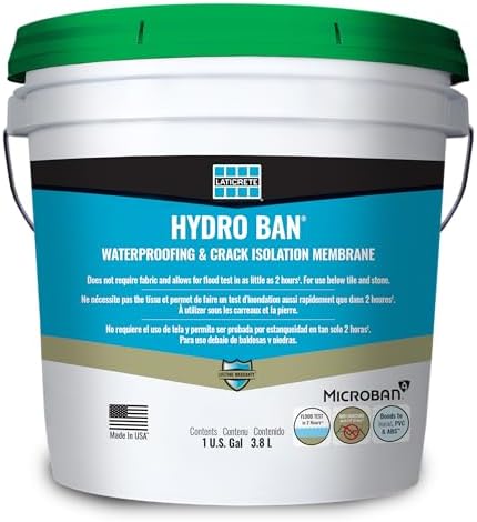 LATICRETE Hydro BAN® Easy to Apply Anti-Fracture Liquid Waterproofing and Crack Insulation Membrane, 1 Gallon Pail