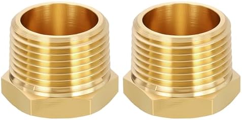 METALLIXITY 2PCS 3/4" MNPT x 1/8" FNPT Thread Brass Hex Bushing Extension | Brass Pipe Fittings, Tube Adapters Convert for Water Line, Tub Spout/Shower Head
