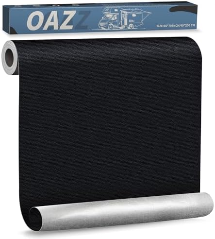 OAZ 16 x 79 inch Canvas Repair Patches Canvas Fabric Patch Self-Adhesive Fabric Repair Tape Waterproof Outdoor Gear Patch Kit for Boat Cover Awning Sofa Chair Couch Tent Bag (Black)