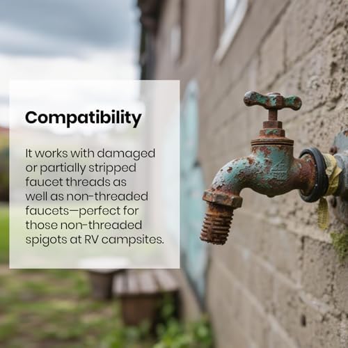 (2-Pack) Calvana Water Hose Adapter, Fits 3/4" Sink Faucet to Garden Hose Connector, Ideal for Damaged/Stripped Threads, Includes Upgraded Clamps & Teflon Tape, for Garden, Kitchen, RV, Camping
