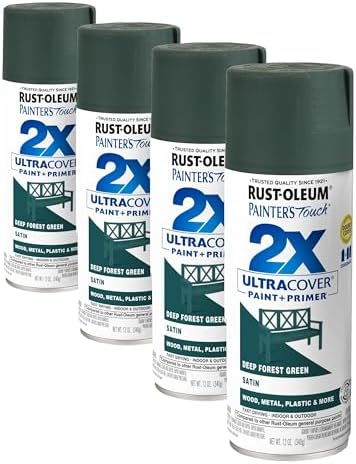 Rust-Oleum 350372 Painter's Touch 2X Ultra Cover Spray Paint, 12 oz, Satin Deep Forest (Pack of 4)