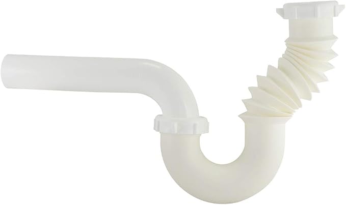 Plumb Pak PP21240 Flex 'N Fix P Trap with Reducing Washer, Inlet, 1-1/2" x 1-1/4", White