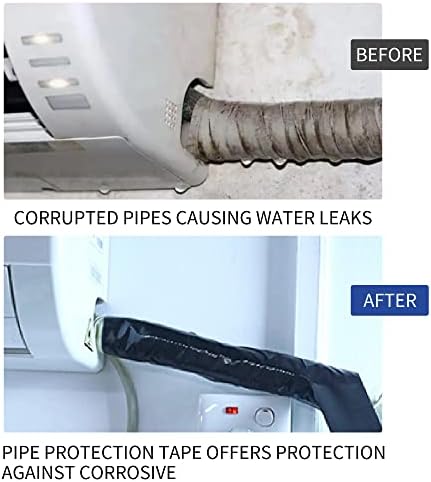 TAPEBEAR Corrosion Protection Pipe Tape 10mil PVC Pipe Wrap Tape 4" Wide | 33Yard/Roll Waterproof PVC Black Tape Hose Leak Proof Thicker for Drain Pipe, Metal Electrical Outdoor Underground Pipe