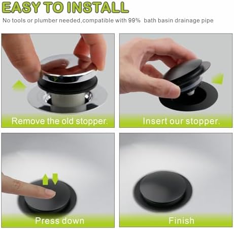 Bathtub Drain Stopper Pop Up Universal - Black Replacement