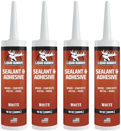Liquid Rubber Waterproof Sealant & Adhesive Caulk, White, 10.2 oz, 4 Pack