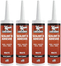 Liquid Rubber Waterproof Sealant & Adhesive Caulk, White, 10.2 oz, 4 Pack