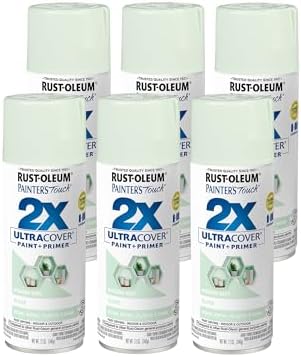 Rust-Oleum 329200-6PK Painter's Touch 2X Ultra Cover Spray Paint, 12 oz, Gloss Modern Mint, 6 Pack