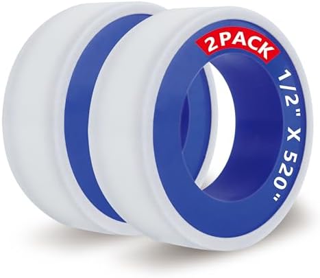 ALLICAVER 2 Rolls Premium Plumbers Tape, 1/2" x 520" Teflon Tape, PTFE Thread Seal Tape, High-Density Thread Sealant, for Shower Head, Water Pipes DIY Plumbing Accessories Come with Plumbers Hemp