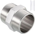 1 1/2" Male NPT to 1 1/2" Male NPT SUS304 Hex Nipple | Solid Male Pipe Adapter Hose Connectors with Sealing Tape for Pipe Repair, Bathroom Remodel, Tool Extensions, Compression