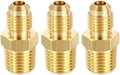 METALLIXITY 3PCS 1/4" Male Flare x 1/4"MNPT Thread Brass Hex Nipple Adapter | Male Straight Extension Adapters, Brass Pipe Fittings for Water Line, Tub Spout/Shower Head