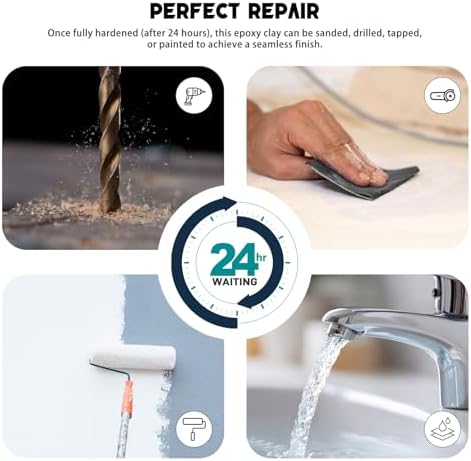 Epoxy Putty - 400g Fast Repair White AB Epoxy Clay, High Strength 2 Part Filler Fix Leaks, Cracks, Filling, Multi-Purpose Sculpt Clay for Metal, Ceramics, Plastic, Wood, Tile, Concrete