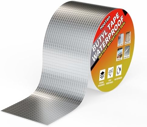 Butyl Tape Waterproof Tape, Professional Aluminum Butyl Rubber Tape | for Pipe/Metal/RV Awning/Roof Leak/Window Seal/Boat, 5.9in Wide 16.4ft Long
