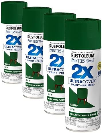 Rust-Oleum 383200 Painter's Touch 2X Ultra Cover Spray Paint, 12 oz, Satin Seaweed (Pack of 4)
