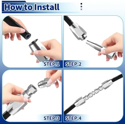 3 Pack Hydraulic Hose Repair Kit, 1/4, 3/8, 1/2 Reusable Hydraulic Fitting