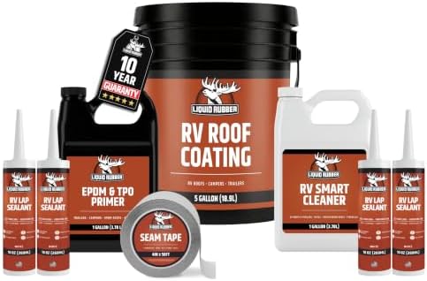 Liquid Rubber RV Roof Coating - Camper & Trailer, 30 Ft Leak Repair Kit