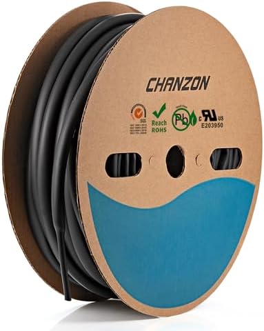 Chanzon 3:1 Ratio - 80ft Roll - Heat Shrink Tubing 3/8" (9.5mm) Black