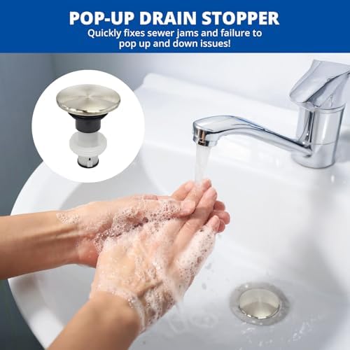 972-098J Brushed Nickel Bathroom Sink Push & Seal Pop Up Drain Stopper