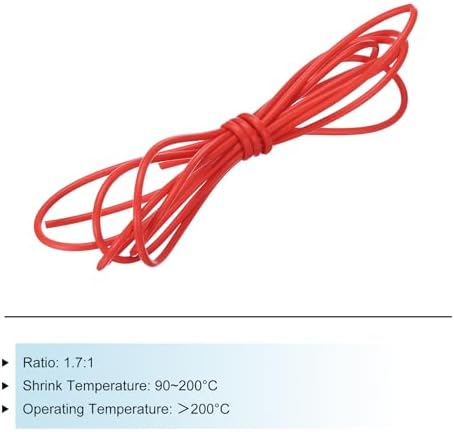 MECCANIXITY Silicone Heat Shrink Tubing 1.7:1 Ratio 1/16"（1.5mm) ID x 3/32"（2.5mm) OD 6.56ft(2m) Silicone Rubber Hose Insulation Sleeve for Automotive Wiring Marine, Red